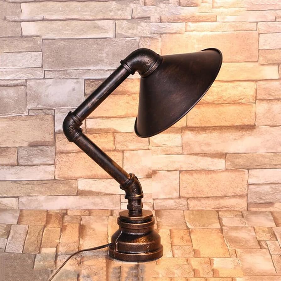 Amazon.co.jp : ヴィンテージ鉄パイプデスクランプ、素朴な工業